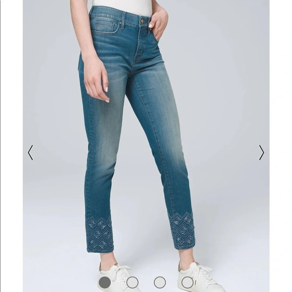 WHBM High-Rise Laser-Hem Slim Crop Jeans